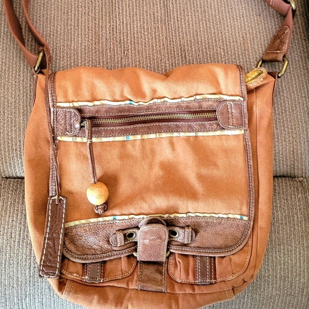 Fossil canvas cross body bag